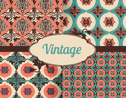 Set vintage seamless pattern