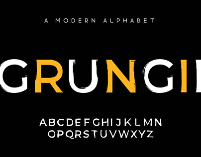 modern alphabet grunge uppercase typography