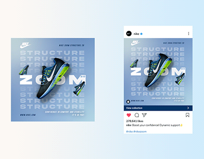 Nike Zoom Structure poster design with instagram mockup