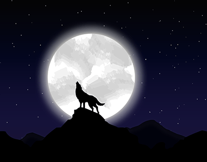 Moonlit Majesty: Wolf's Mountain Serenade