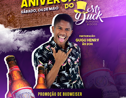 Flyer "Aniversário do MrDuck" - MrDuck Porto de Galinha
