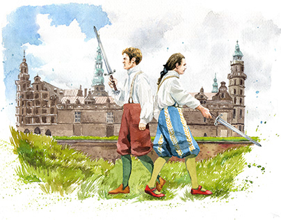 Illustrations about the castle in Kronenburg. Denmark.