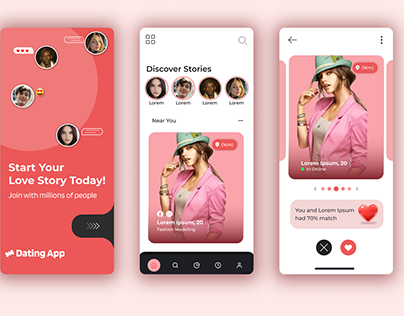 Project thumbnail - UI design of dating app / User Interface Design