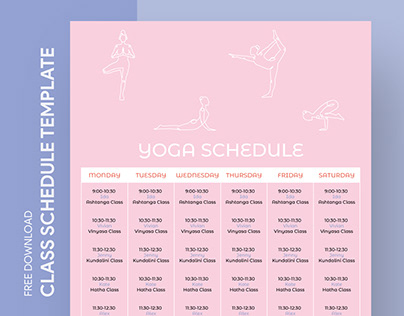 Free Editable Online Yoga Class Schedule Template