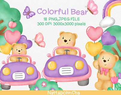 colorful teddy bear clipart