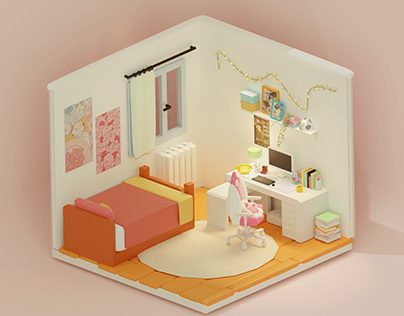 3D Low Poly Bedroom