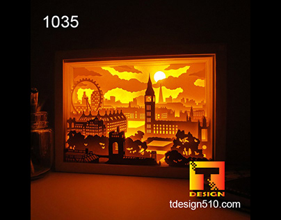 1035. City of London Paper cut light box Tdesign510
