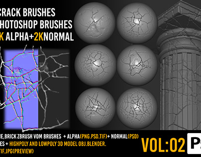 46 Zbrush Crack Brushes - VOL 02
