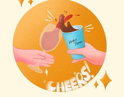 Illustration “Cheers” for a bag