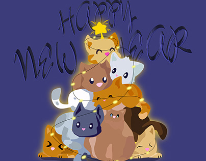 Project thumbnail - happy new year cat design