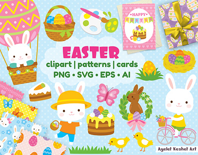 Easter clipart, patterns and cards