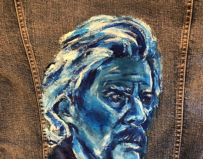 "Wavy Davie" Painted Portrait on Denim Jacket
