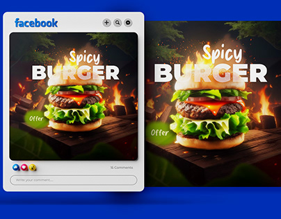 promotional burger ads design, social media design
