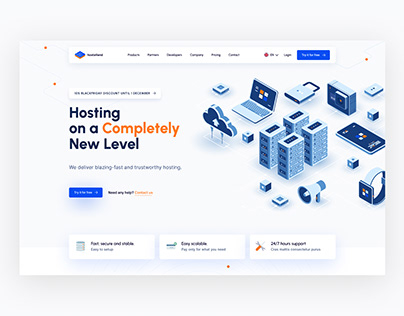 Project thumbnail - Hosteiland - Hosting company. Creative Design.