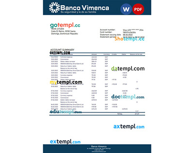 Dominican Republic Banco Vimenca proof of address