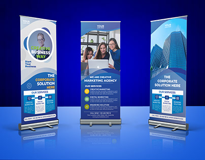 Corporate Roll Up Banner Design 3 Concepts 2021