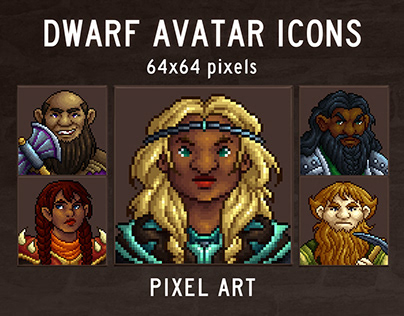 Free Dwarf Avatars 64×64 Pixel Icon Pack