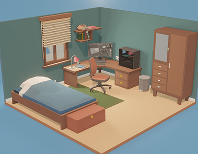 Low Poly Isometric Room || 3D Models