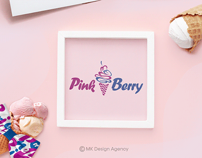 PinkBerry ice cream logotype design