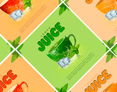 Lemon, Orange and apple Juice banner design