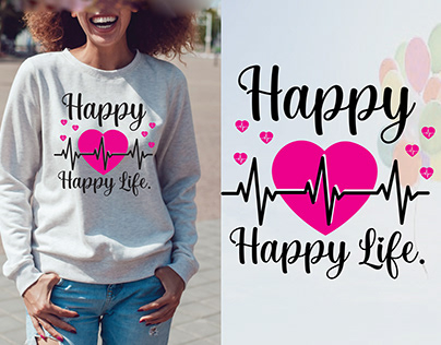 HAPPINESS TYPOGRAPHY T SHIRT DESIGN