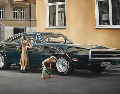 Love muscle cars – oil on canvas.