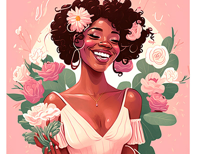 Illustration of a happy smiling black woman vector