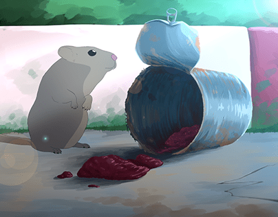 Rat Animation scene, with background painting