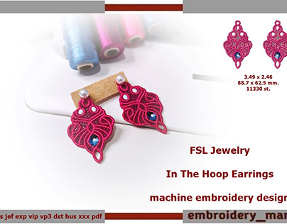 FSL In The Hoop design Earrings ITH Embroidery Manavi05
