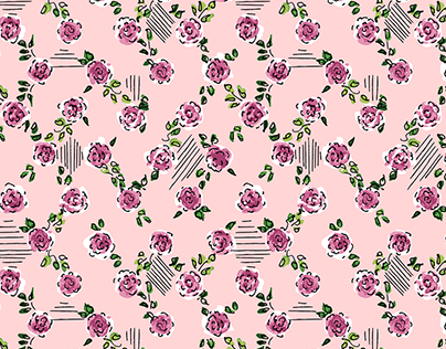 sweet roses diagonal: seamless pattern
