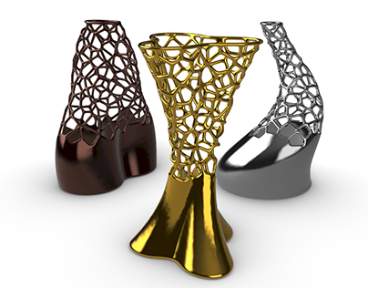 Voronoi Statues Organic Sculptures 3D print model