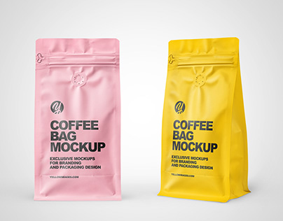 Matte Coffee Bags Mockups PSD