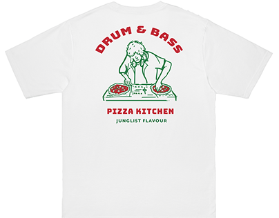 Project thumbnail - Drum and Bass Pizza Kitchen T shirt Design