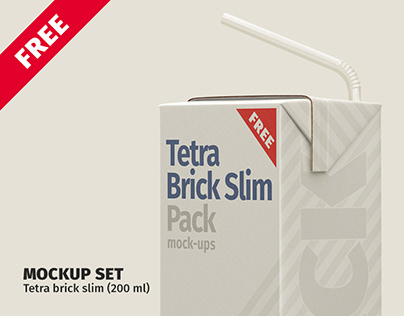 FREE. Tetra Brick Slim (200 ml) mock-ups