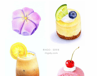 Colored pencil food illustration