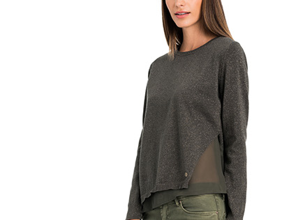 Lurex knited sweater with woven detail - Salsa