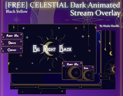[Free] Celestial Dark Animated Stream Overlay Pack