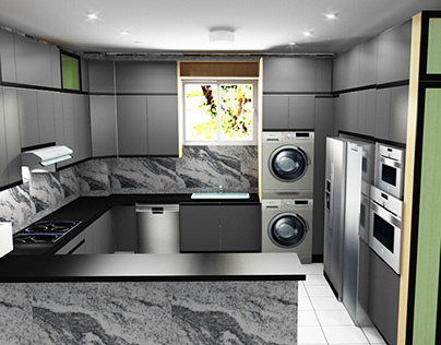 Gray & white kitchen