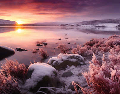 Frozen Scotland loch