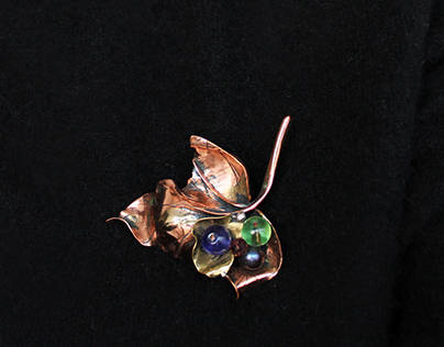 "Flower fairy",brooches,copper,brass,natural stones