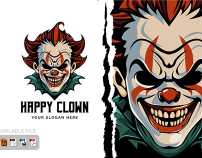 Clown mascot logo design vector illustration