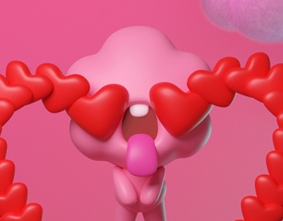 "Valentine, the LOVE cloud", 3D Illustration
