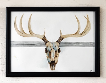 Deer Skull - Watercolor
