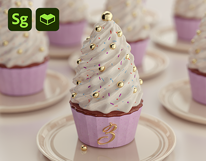 Cupcake rendered with Stager