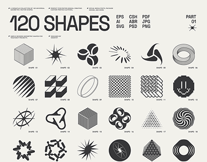 120 Abstract Geometric Shapes. Part 1