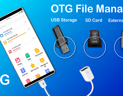 Feature Graphic, UI & SS of mobile app, 'OTG File Mgr.'