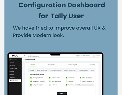 Web Configuration Dashboard Design(Tally User)