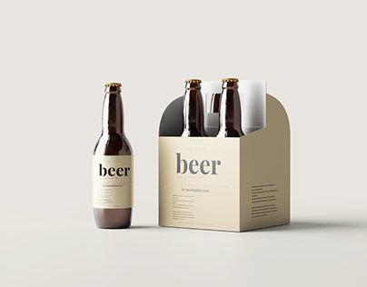 Beer Four Pack Carrier Box Mockup Free