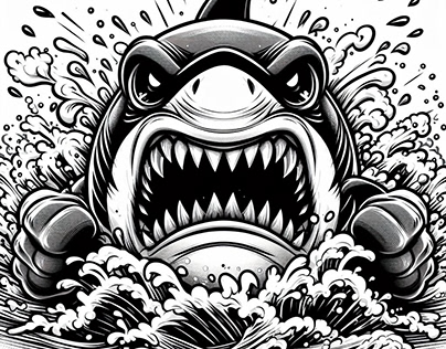 Angry shark comic type
