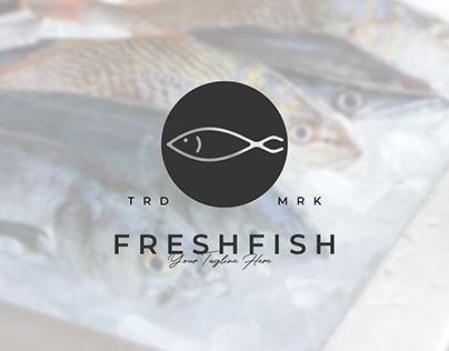 fresh fish logo line art vector design